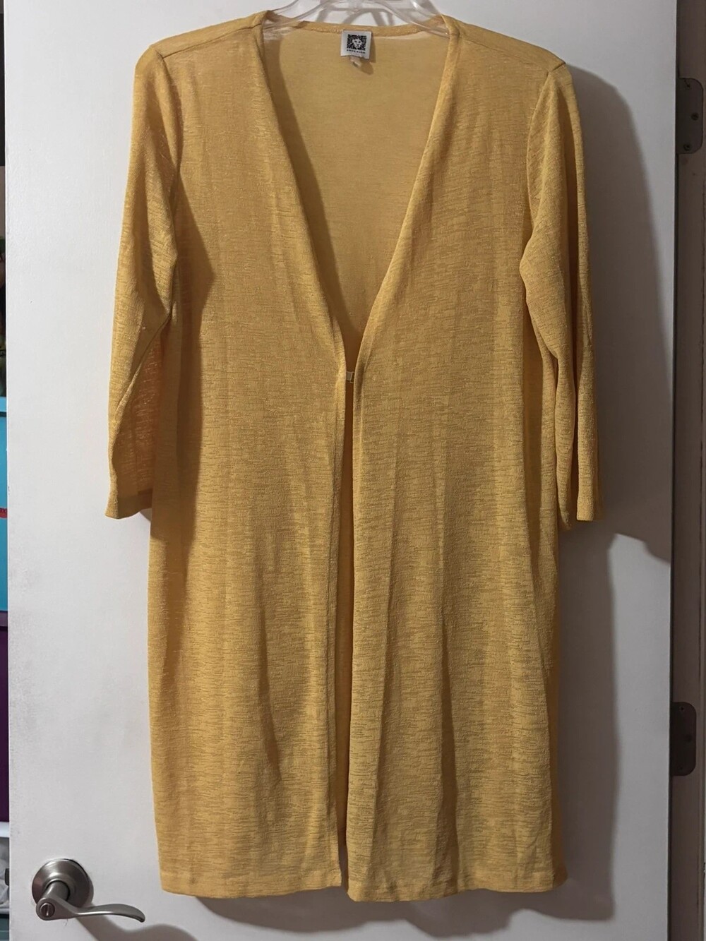 Anne Klein Lightweight Sheer Yellow Duster Cardigan Cover-Up
